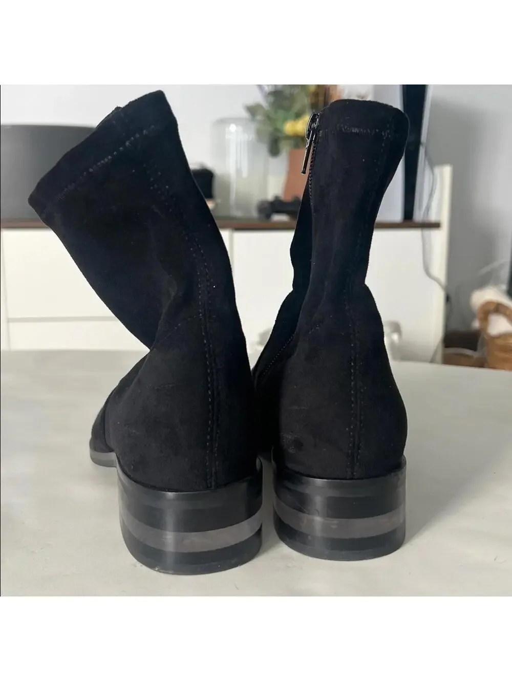 Silent D Fuller Black Stretch Suede Square Toe Sock Style Designer Boot 36 $155